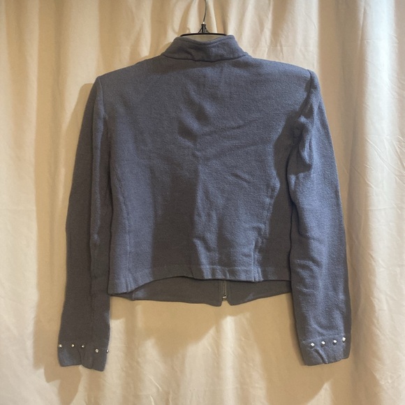 St. John Collection Knit Crop Jacket, Size 4 Color Light Purplish Blue - Picture 4 of 9